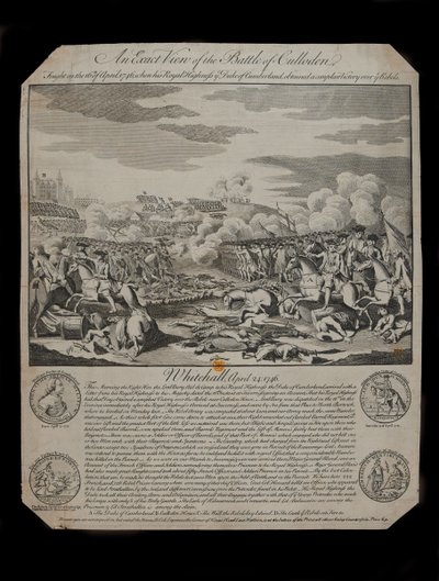 Een exact beeld van de slag bij Culloden, gepubliceerd door B. Cole, 1746 door B. Cole